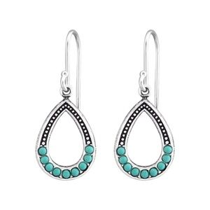 Sterling Silver Turquoise Teardrop Drop Earrings